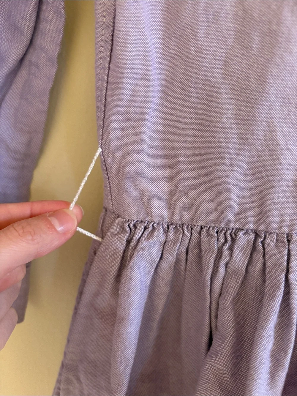 Ralph Lauren Girls Lavender Oxford Pintuck Preppy Dress (MISSING BUTTON & BELT)